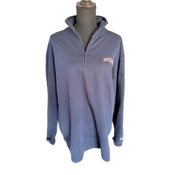 Champion Bucknell Quarter-Zip Navy Sweatshirt Size Large - Picture 2 of 6